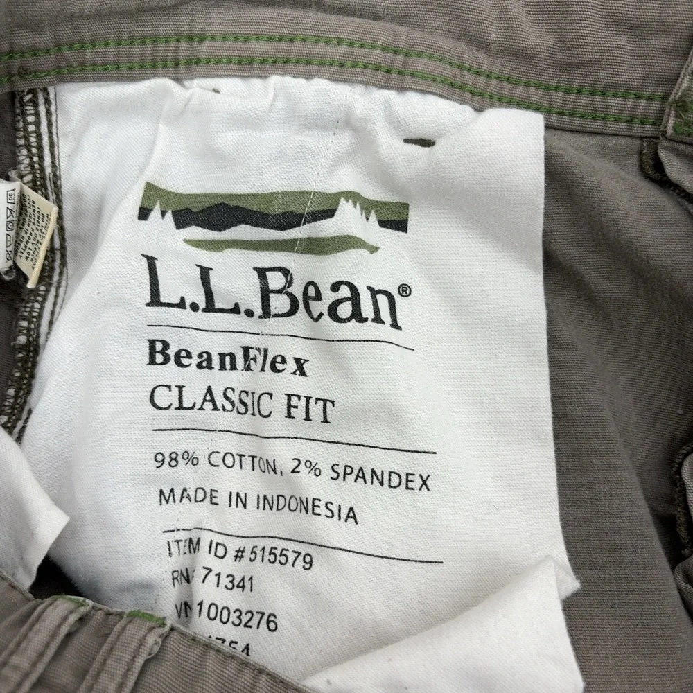 L.L. Bean Cargo Pants Mens 34x29 Brown Cotton BeanFlex Classic Fit Utility Style